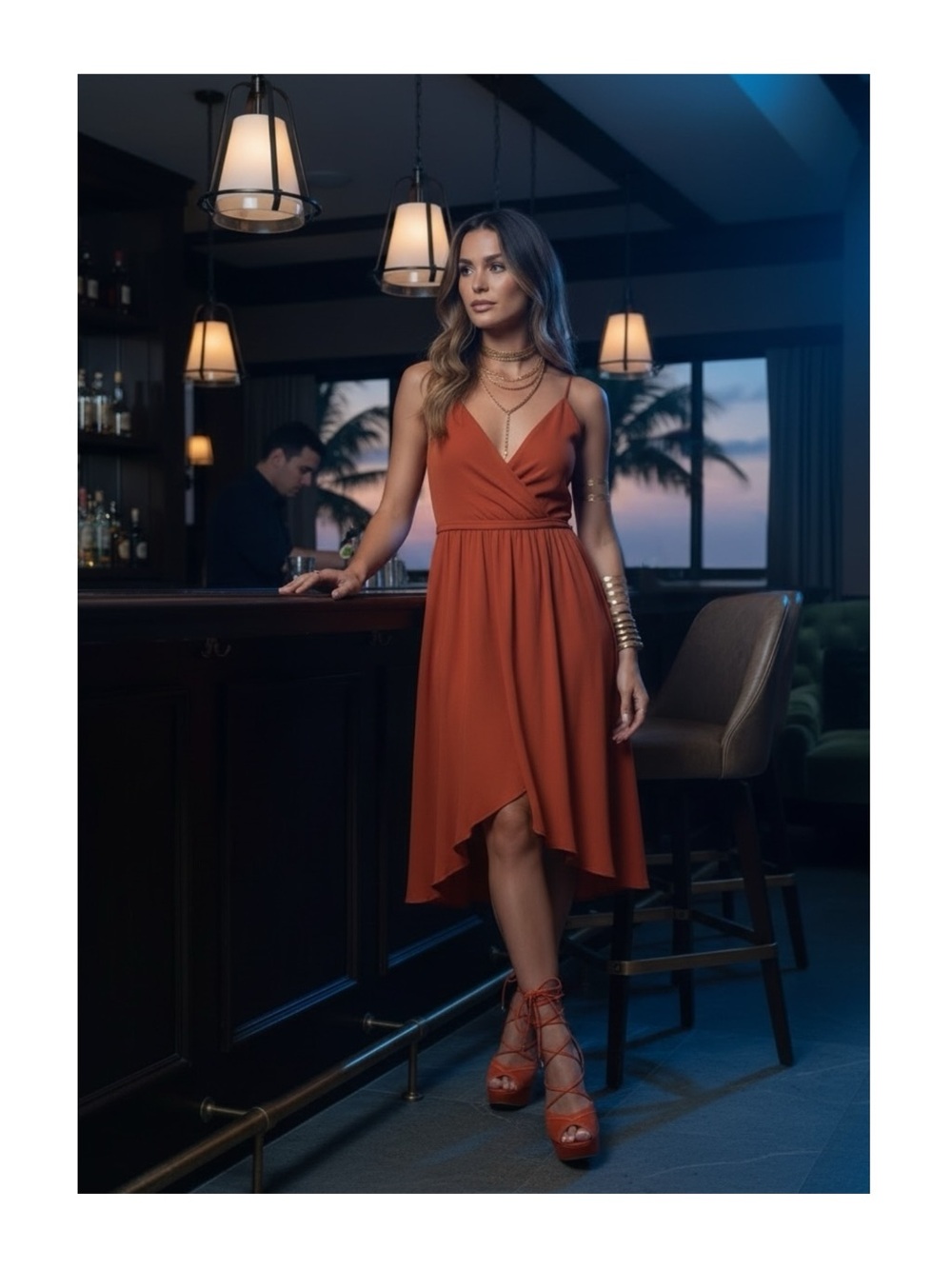 Guess ᯾ Raja Ankle Wrap Platform Stiletto Peep Toe Heels ᯾ Orange Suede ᯾ 8M - Picture 15 of 16